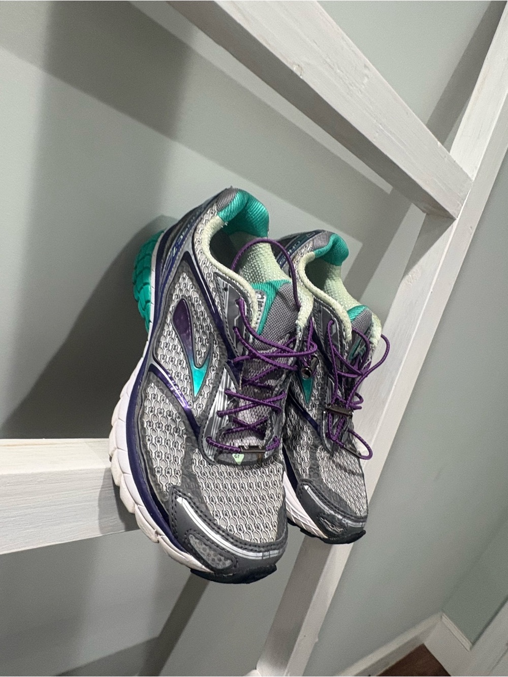 Brooks Women's Running Shoes - Gray with Teal & Purple - Picture 3 of 6